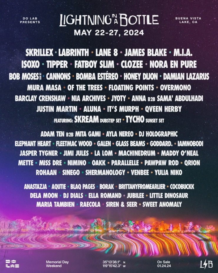 Lightning in a Bottle Drops Insane 2024 Lineup Featuring Skrillex, Lane 8, M.I.A., ISOxo, Fatboy Slim and More